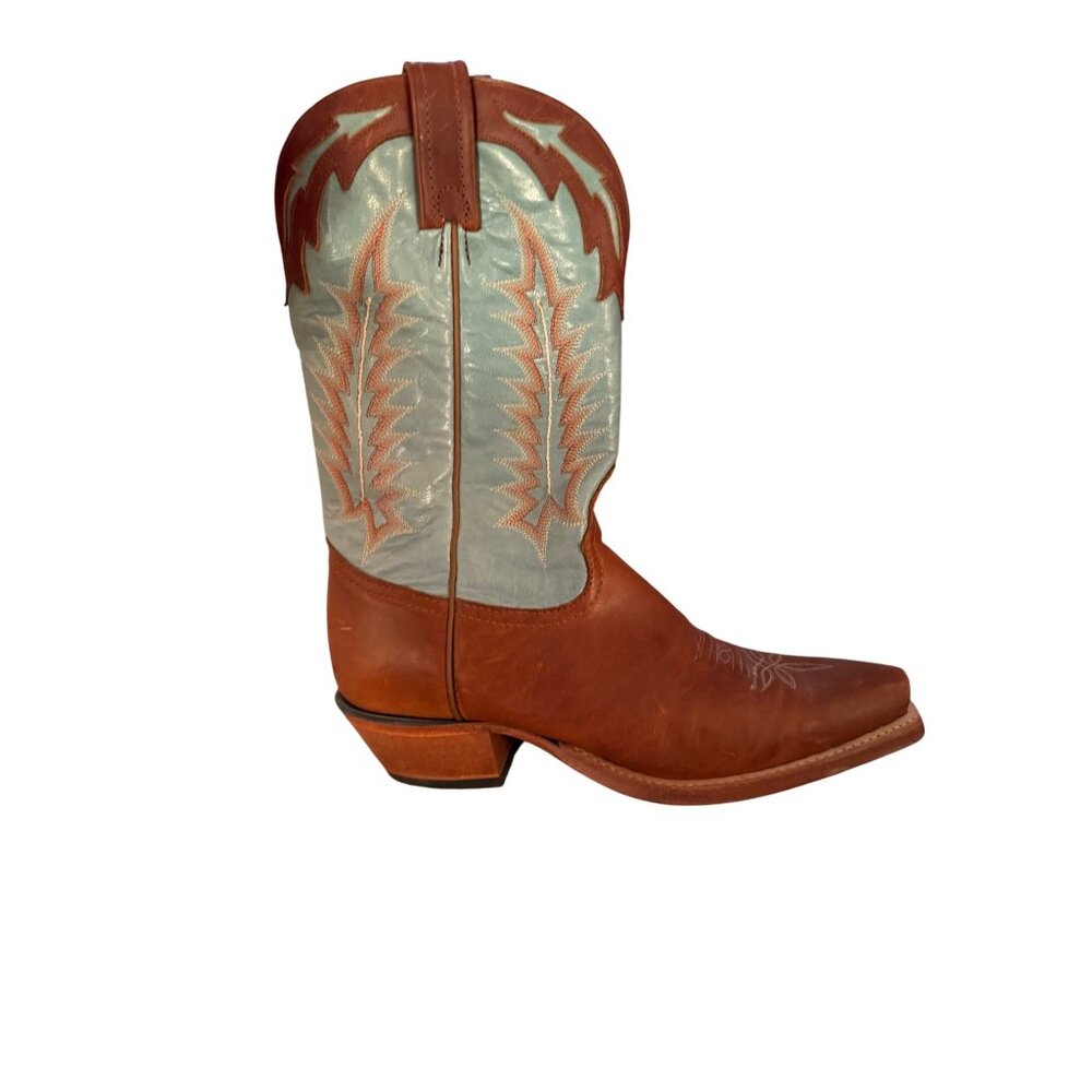 Tony Lama Womens Boots Size 8 B Brown Turquoise Cowgirl Embroidered USA Vintage - Picture 11 of 16